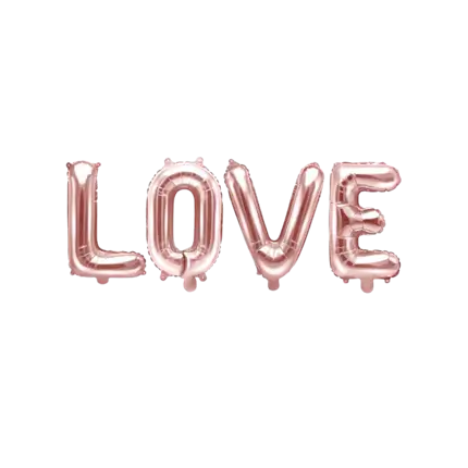 Aluminiumballon i rosa guld LOVE