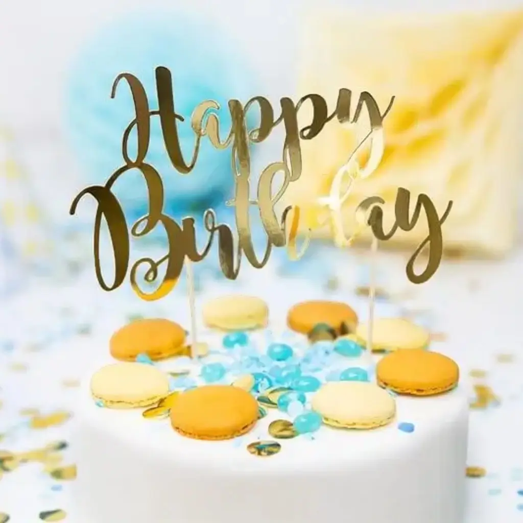 Tillykke med fødselsdagen kage dekoration guld