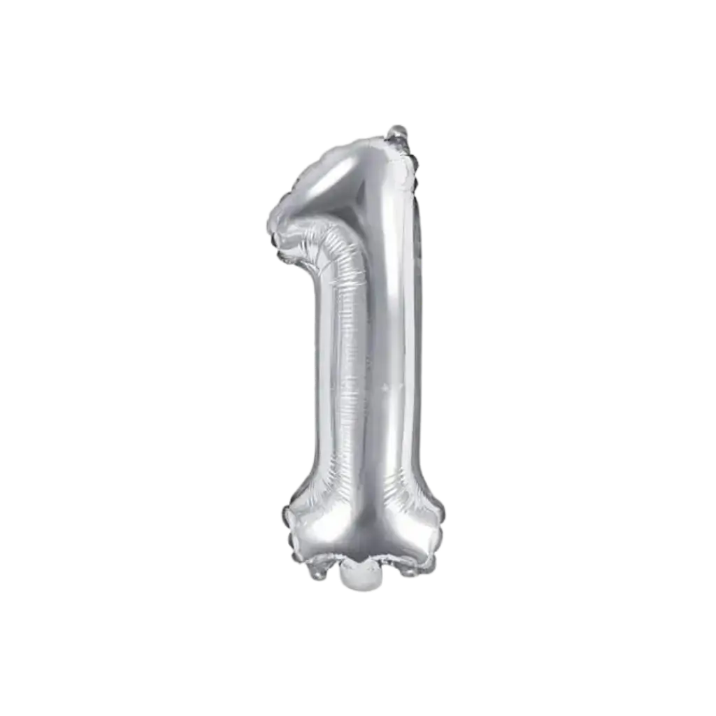 Fødselsdag Ballon nummer 1 sølv 35cm