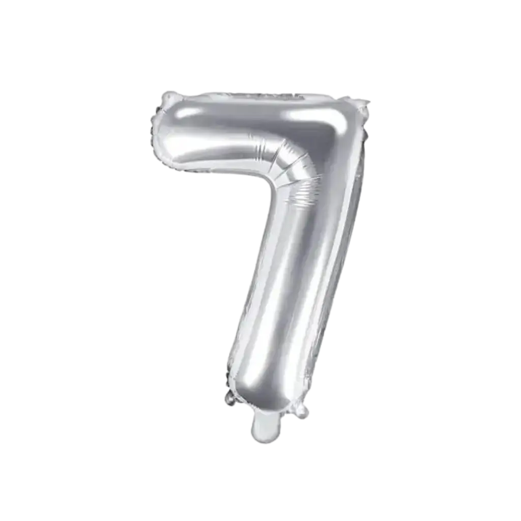 Fødselsdagsballon nummer 7 sølv 35cm