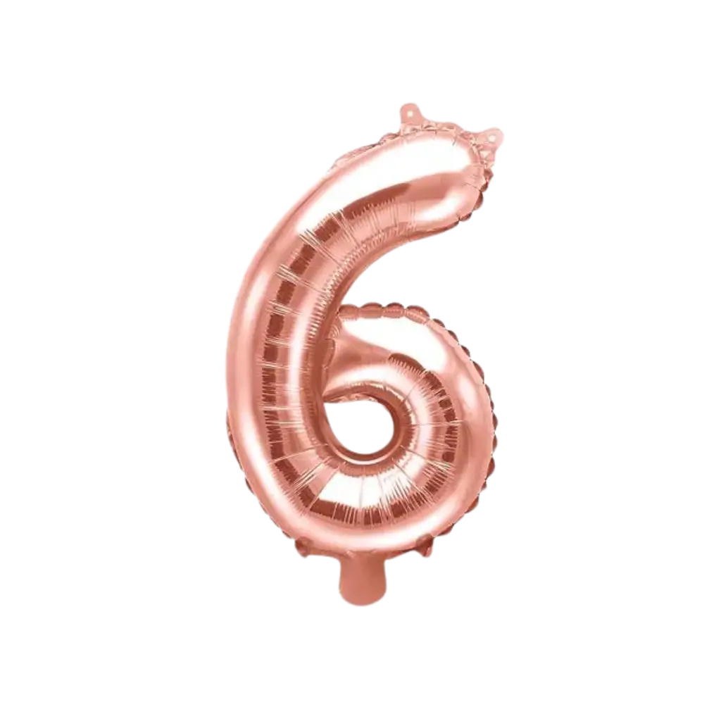 Fødselsdag ballon nummer 6 Rose guld 35cm