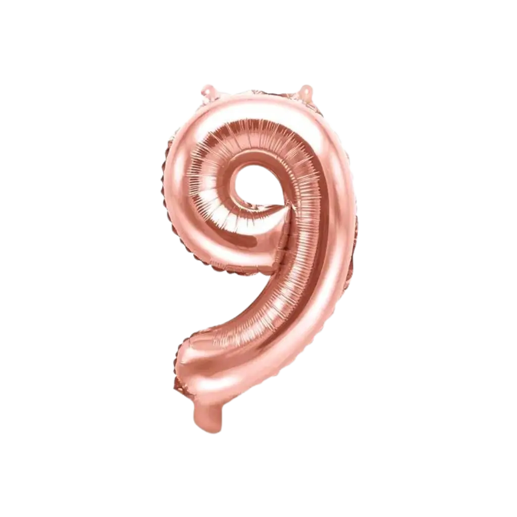 Fødselsdag ballon nummer 9 rosa guld 35cm