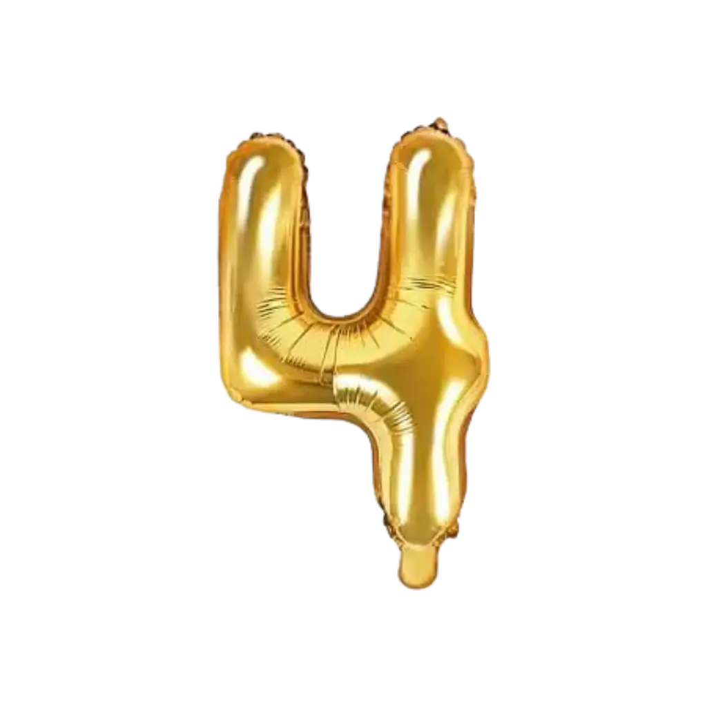 Fødselsdag ballon nummer 4 guld 35cm
