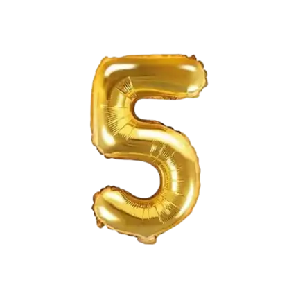 Fødselsdag ballon nummer 5 guld 35cm