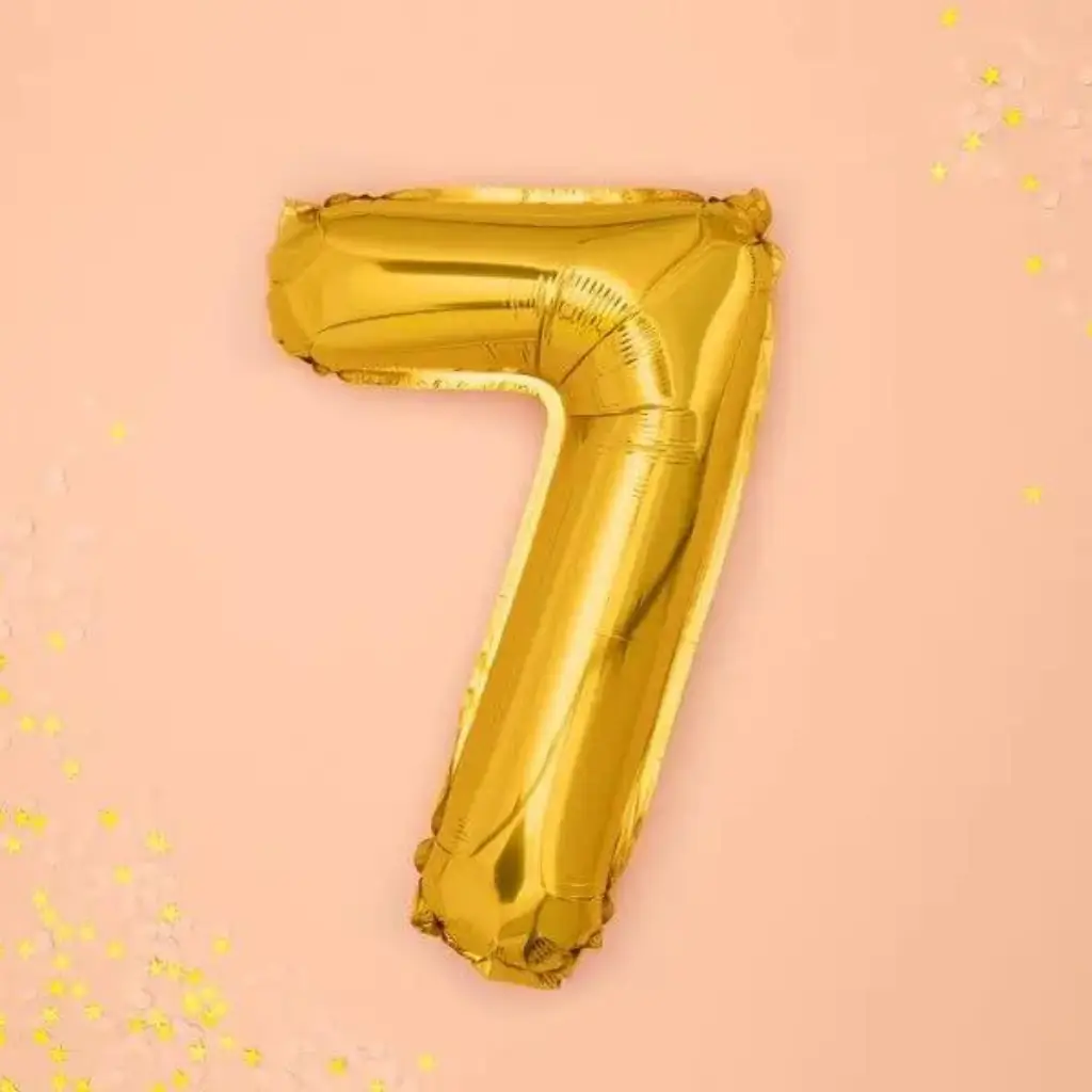 Fødselsdag ballon nummer 7 guld 35cm