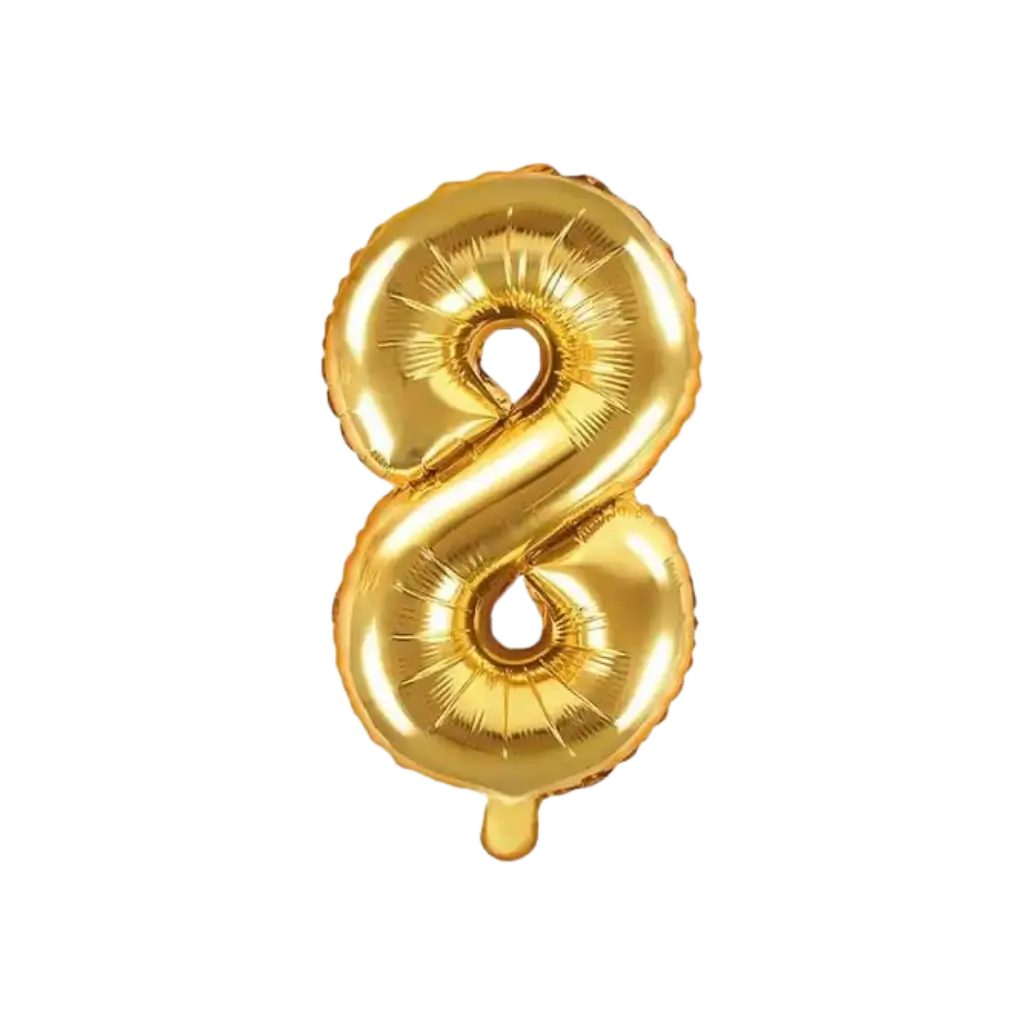 Fødselsdag ballon nummer 8 guld 35cm