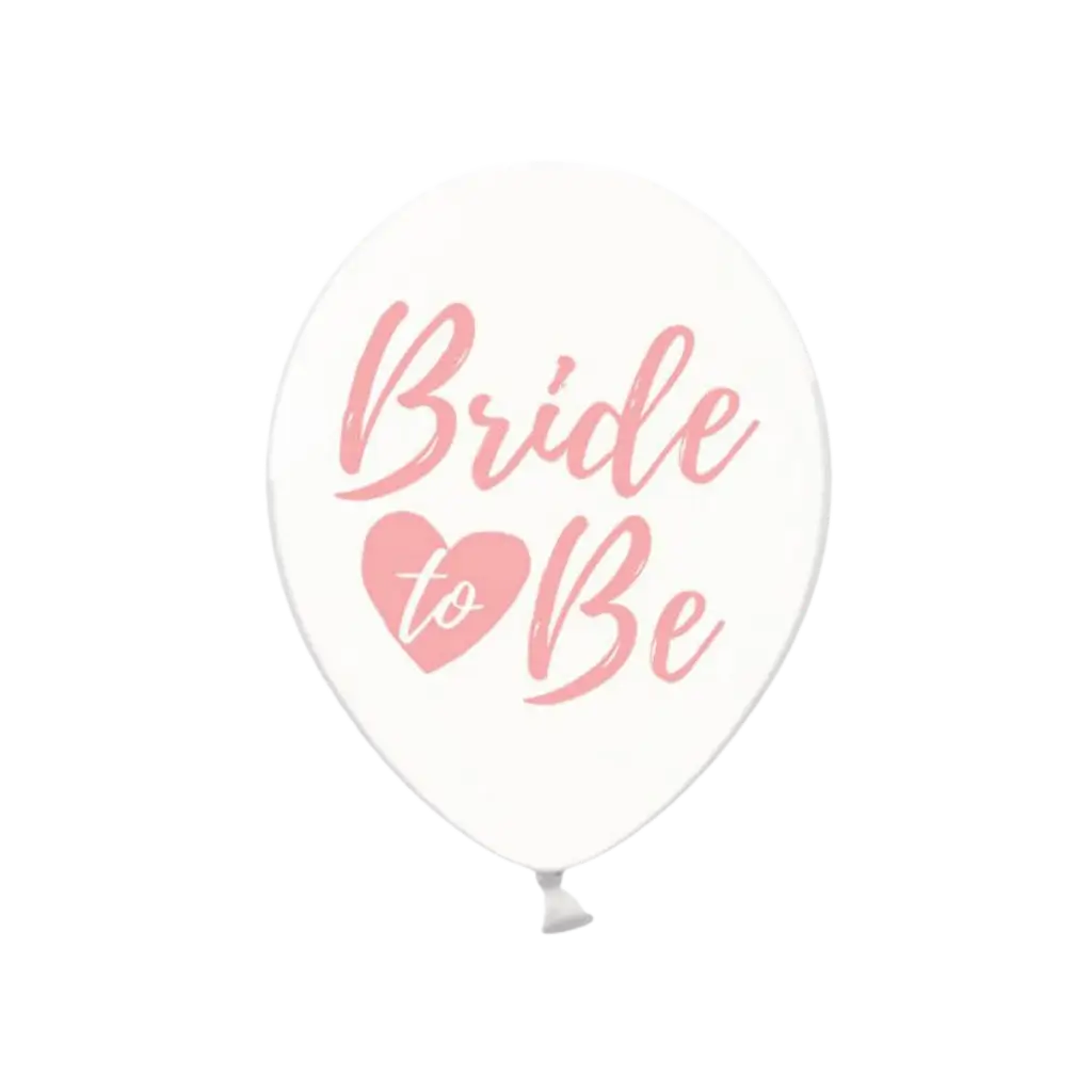 6 gennemsigtige balloner med BRIDE TO BE pink
