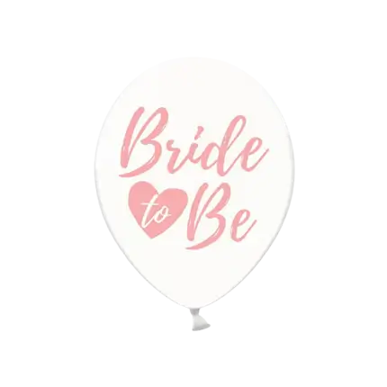 6 gennemsigtige balloner med BRIDE TO BE pink