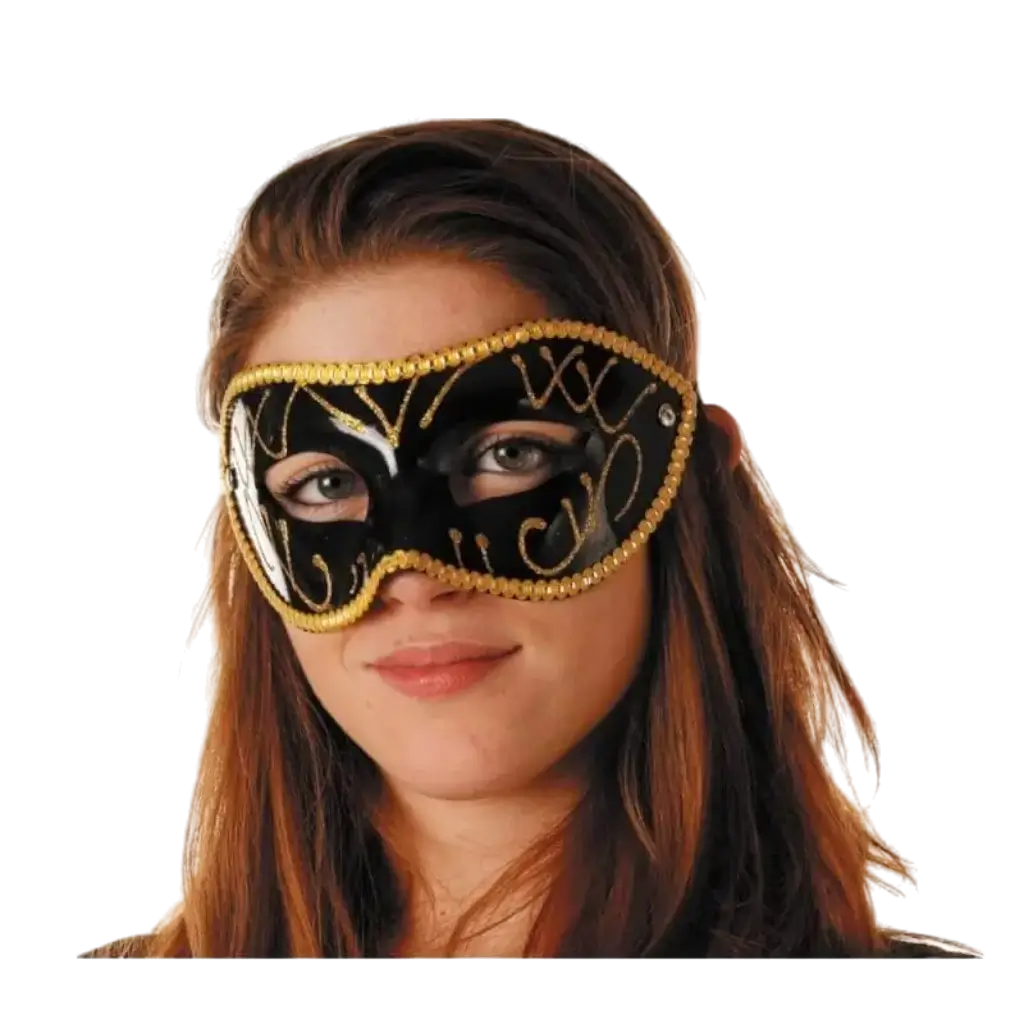 Sort og guld venetiansk maske