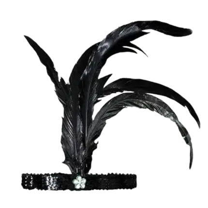 Sort Charleston pandebånd med fjer