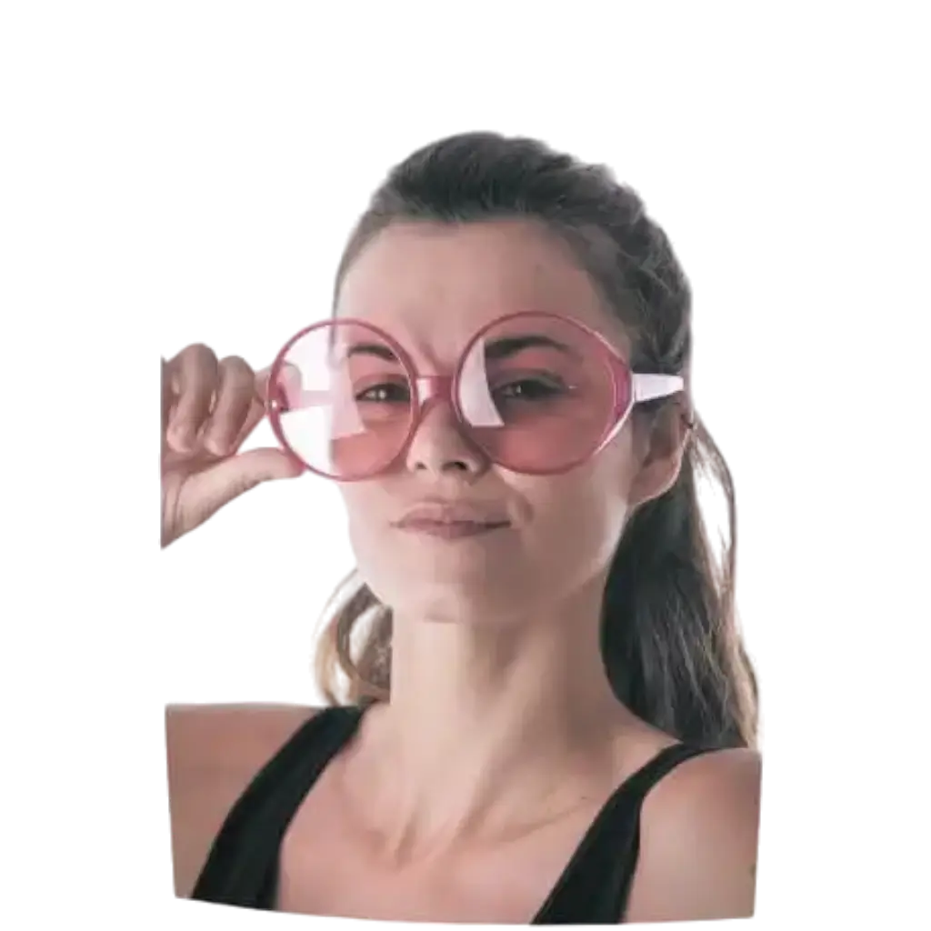 Kæmpe lyserøde briller i hippie-stil