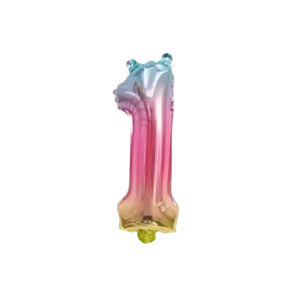 Fødselsdag Ballon nummer 1 regnbue 36cm