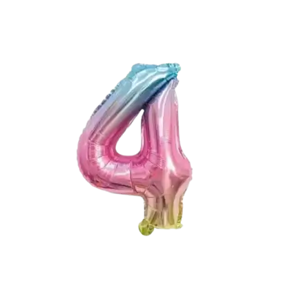 Fødselsdagsballon nummer 4 regnbue 36cm