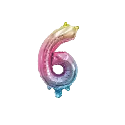 Fødselsdag Ballon nummer 6 regnbue 36cm