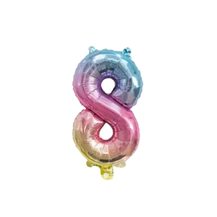 Fødselsdagsballon nummer 8 regnbue 36cm