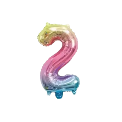 Fødselsdagsballon nummer 2 regnbue 36cm