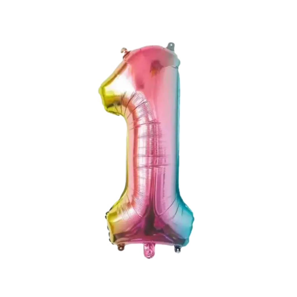 Fødselsdag Ballon nummer 1 regnbue 86cm