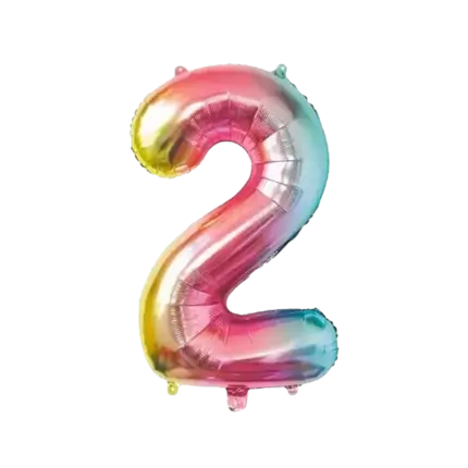 Fødselsdagsballon nummer 2 regnbue 86cm
