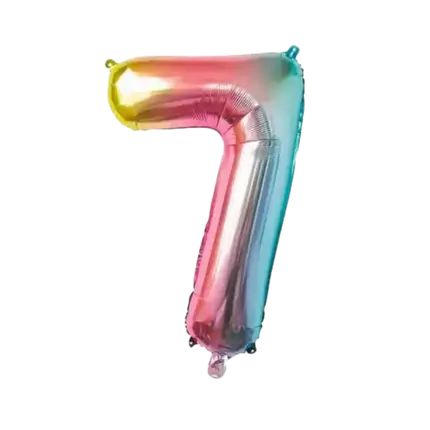 Fødselsdagsballon nummer 7 regnbue 86cm
