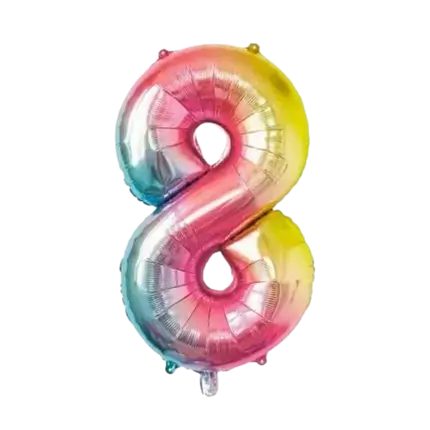 Fødselsdagsballon nummer 8 regnbue 86cm