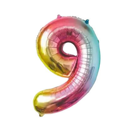 Fødselsdagsballon nummer 9 regnbue 86cm