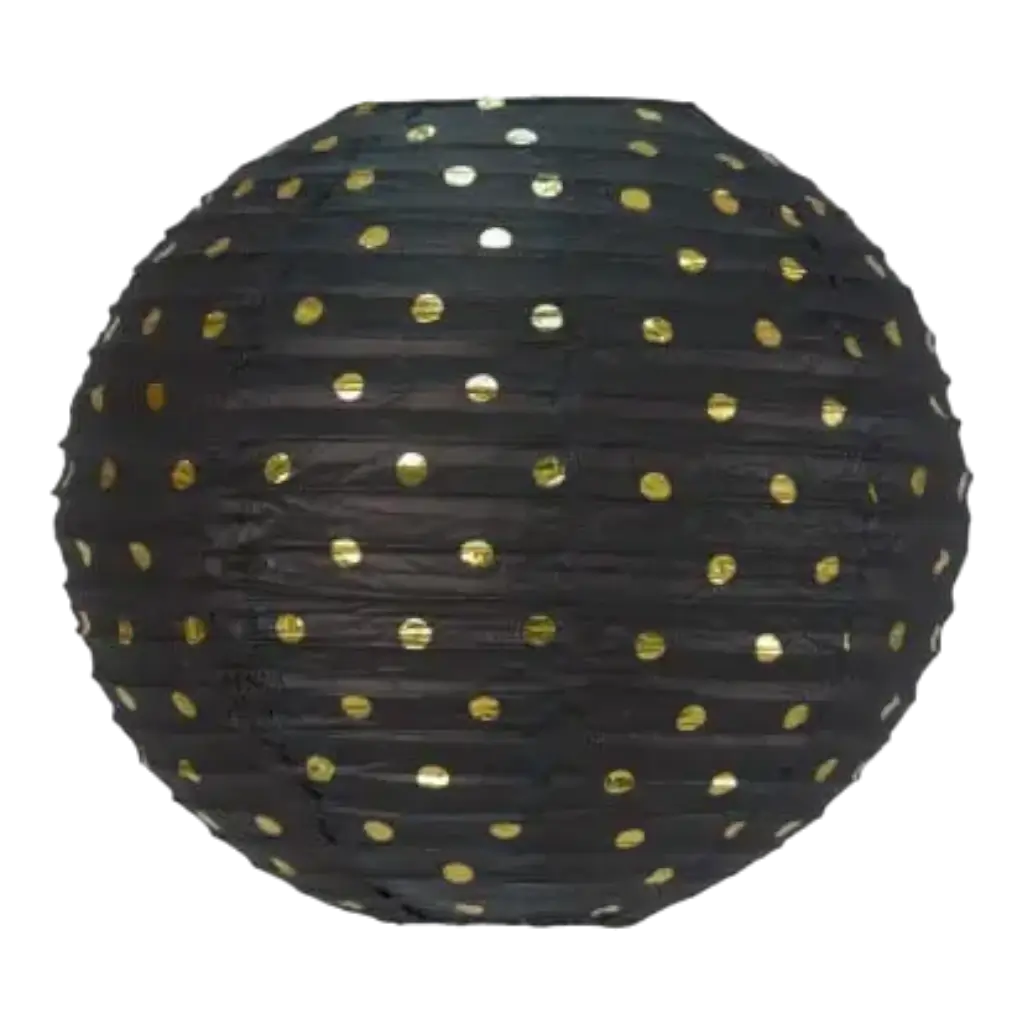 Japansk sort lanterne med guld prikker 35cm