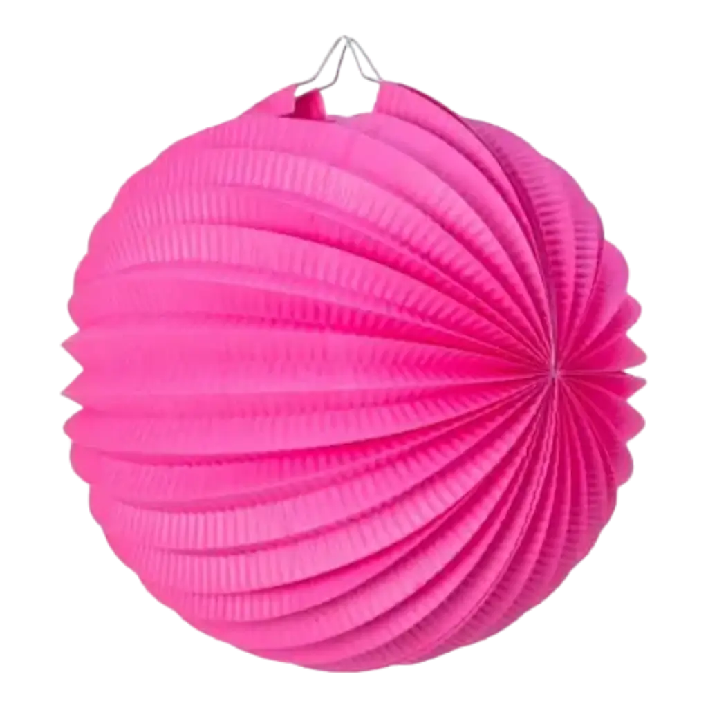 Papir kugle lanterne rund pink fuchsia 30cm