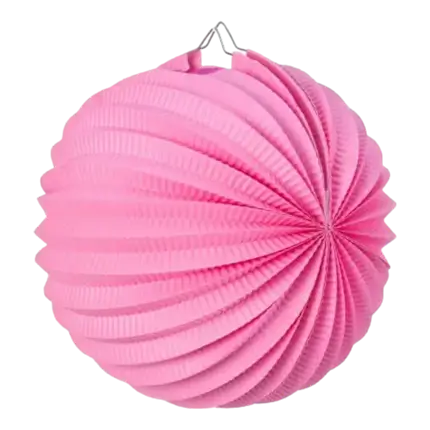 Rund papir kugle lanterne lys pink 30cm