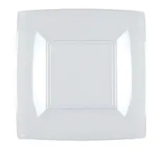 Firkantet transparent desserttallerken 18x18cm - Sæt med 25 stk.