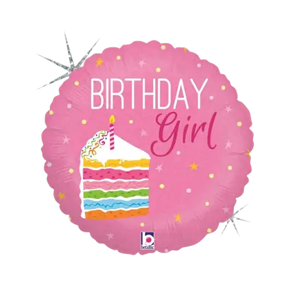 Fødselsdagspige ballon pink ø45cm