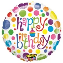 Flerfarvet Happy Birthday Ballon ø53cm