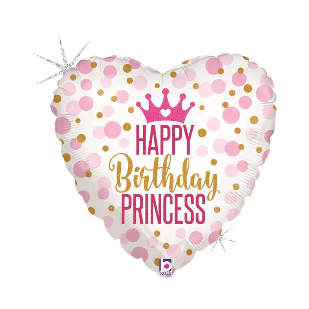 Fødselsdag prinsesse pink hjerte ballon 45cm