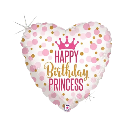 Fødselsdag prinsesse pink hjerte ballon 45cm