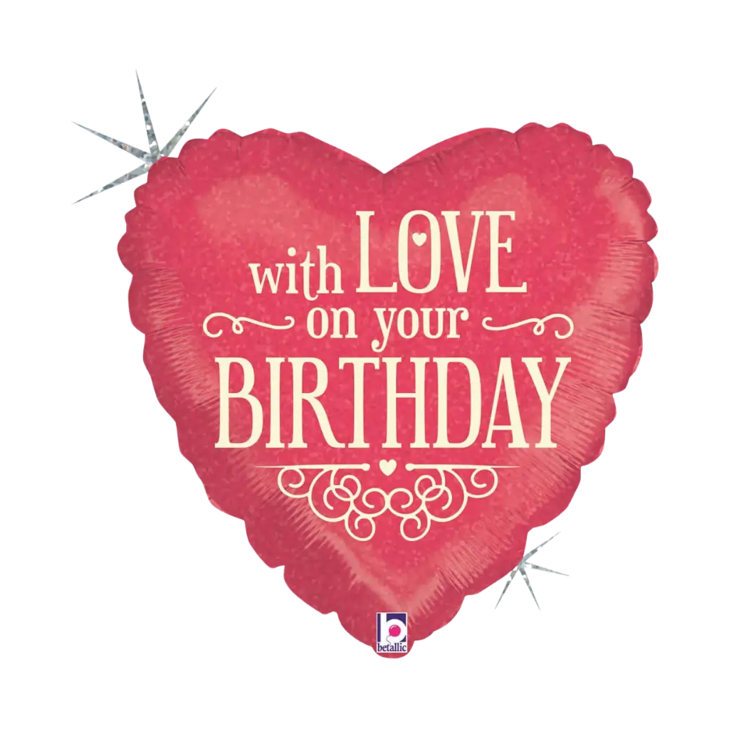 Hjerte ballon med kærlighed på din fødselsdag 45cm