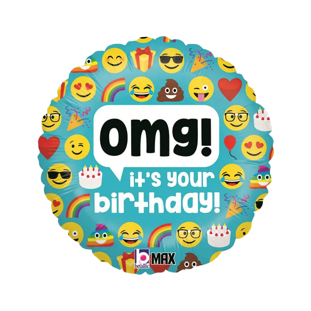 Emoji OMG fødselsdagsballon ø45cm