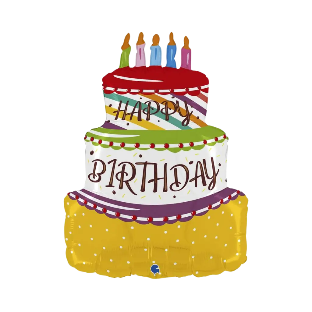 Ballon "Tillykke med fødselsdagen" i form af en kage