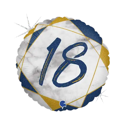 Fødselsdag Ballon marmor effekt 18 blå 45cm