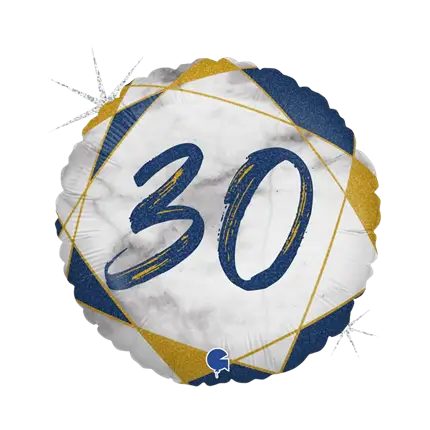 Fødselsdag Ballon marmor effekt 30 blå 45cm