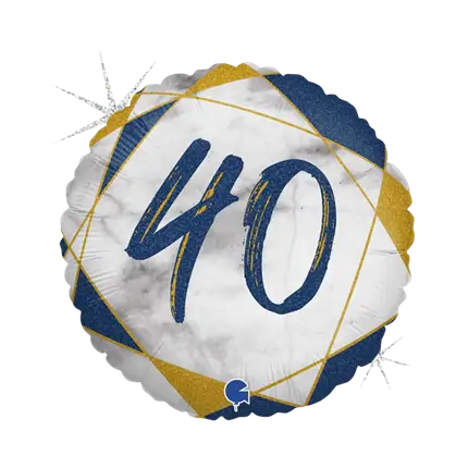 Fødselsdag Ballon marmor effekt 40 blå 45cm