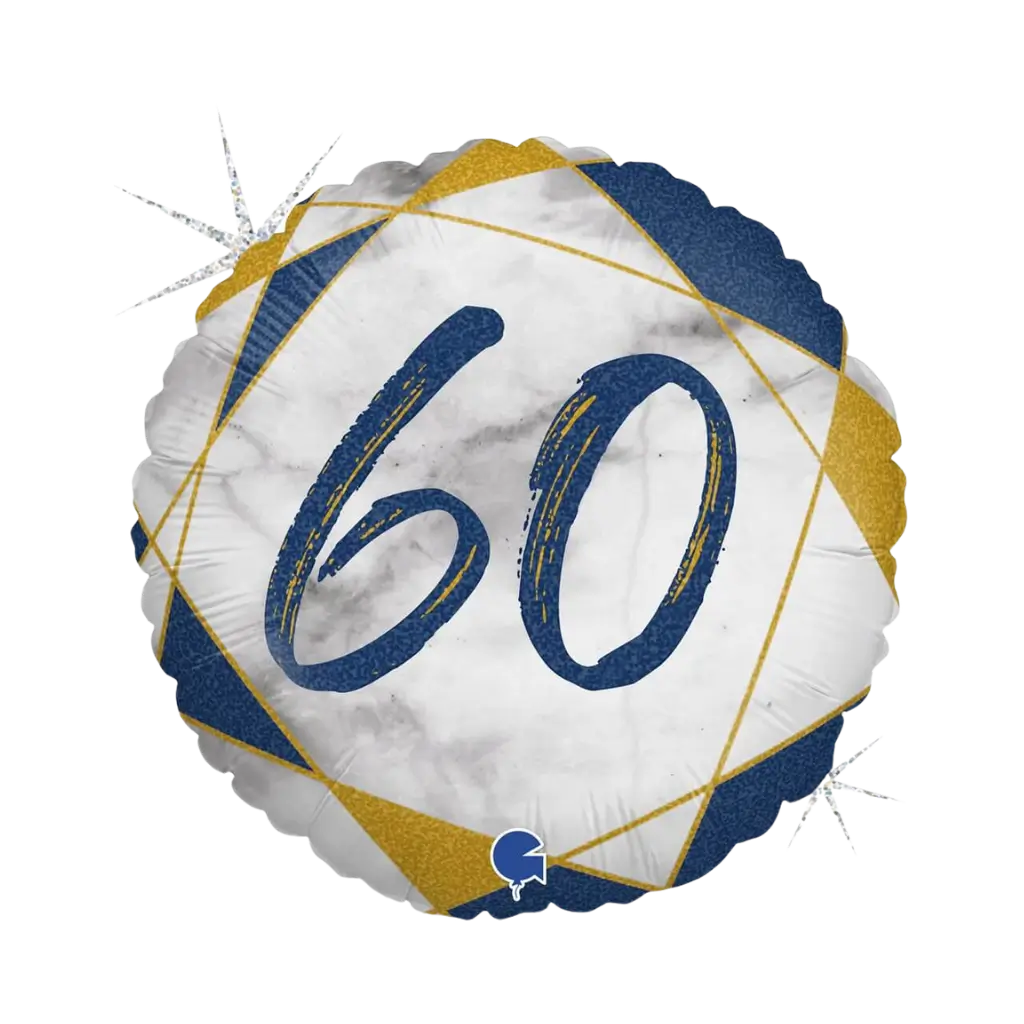 Fødselsdag Ballon marmor effekt 60 blå 45cm
