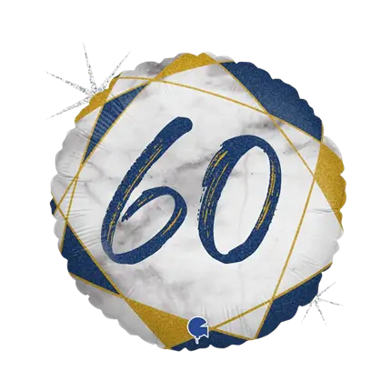 Fødselsdag Ballon marmor effekt 60 blå 45cm