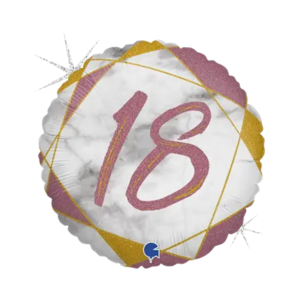 Fødselsdag Ballon marmor effekt 18 Rose Gold 45cm