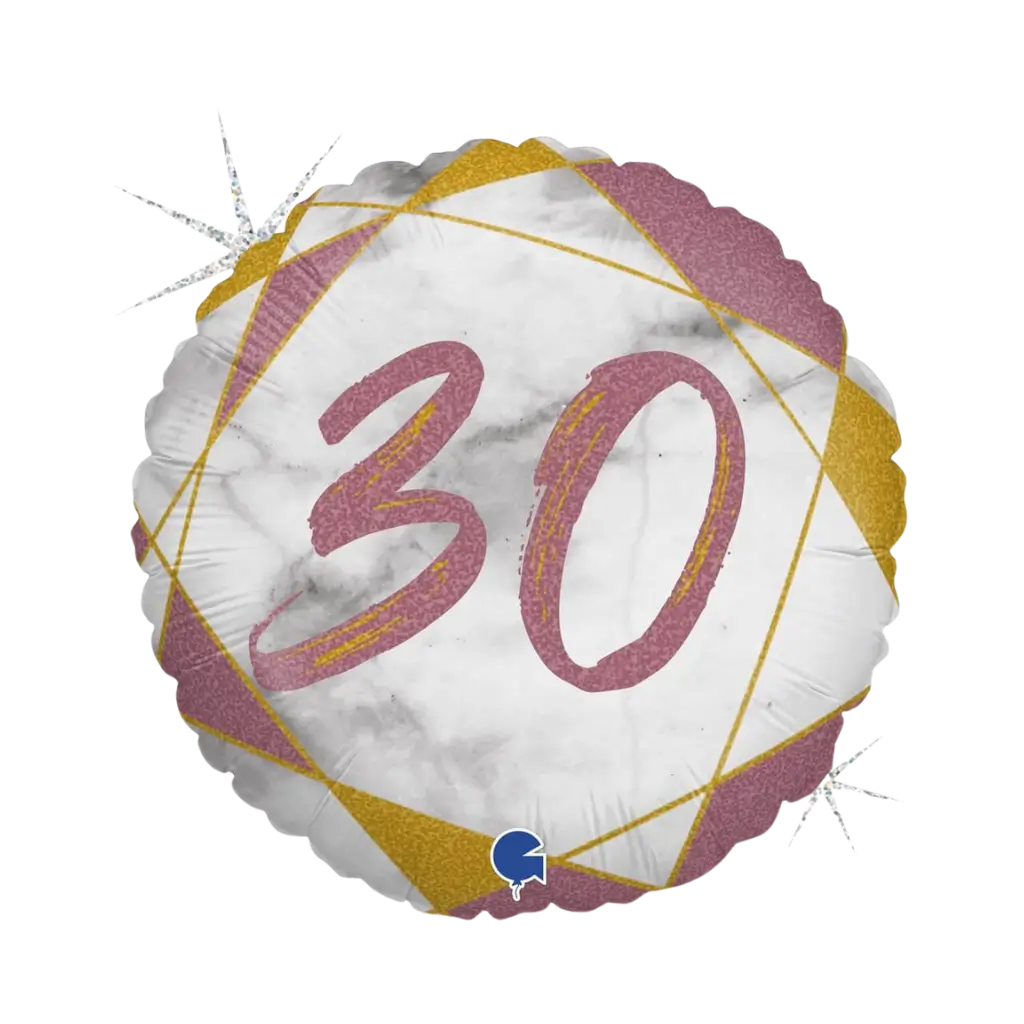 Fødselsdag Ballon Marmor effekt 30 Rose Gold 45cm