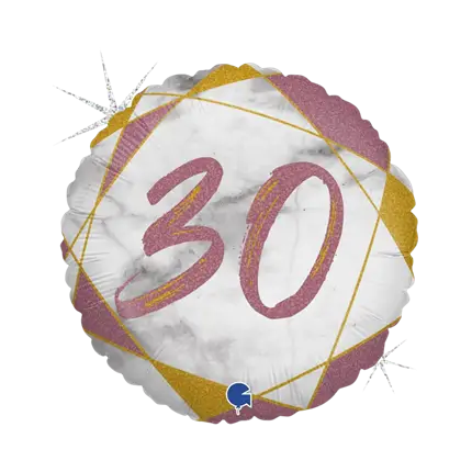 Fødselsdag Ballon Marmor effekt 30 Rose Gold 45cm