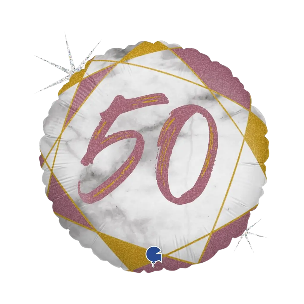 Fødselsdag Ballon Marmor effekt 50 Rose Gold 45cm