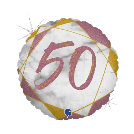 Fødselsdag Ballon Marmor effekt 50 Rose Gold 45cm