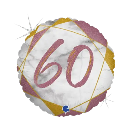 Fødselsdag Ballon marmor effekt 60 Rose Gold 45cm