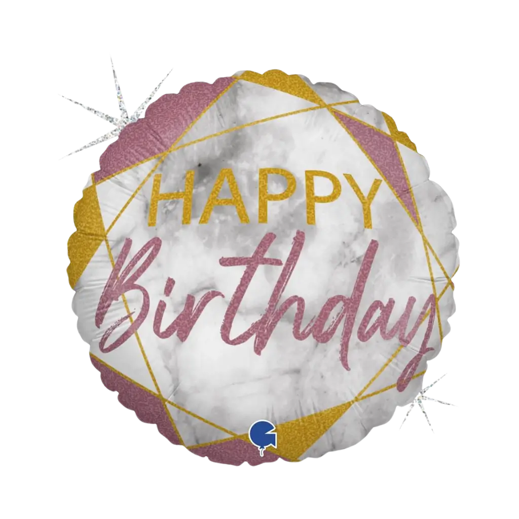 Happy Birthday Ballon Marmor effekt Rose Gold ø45cm