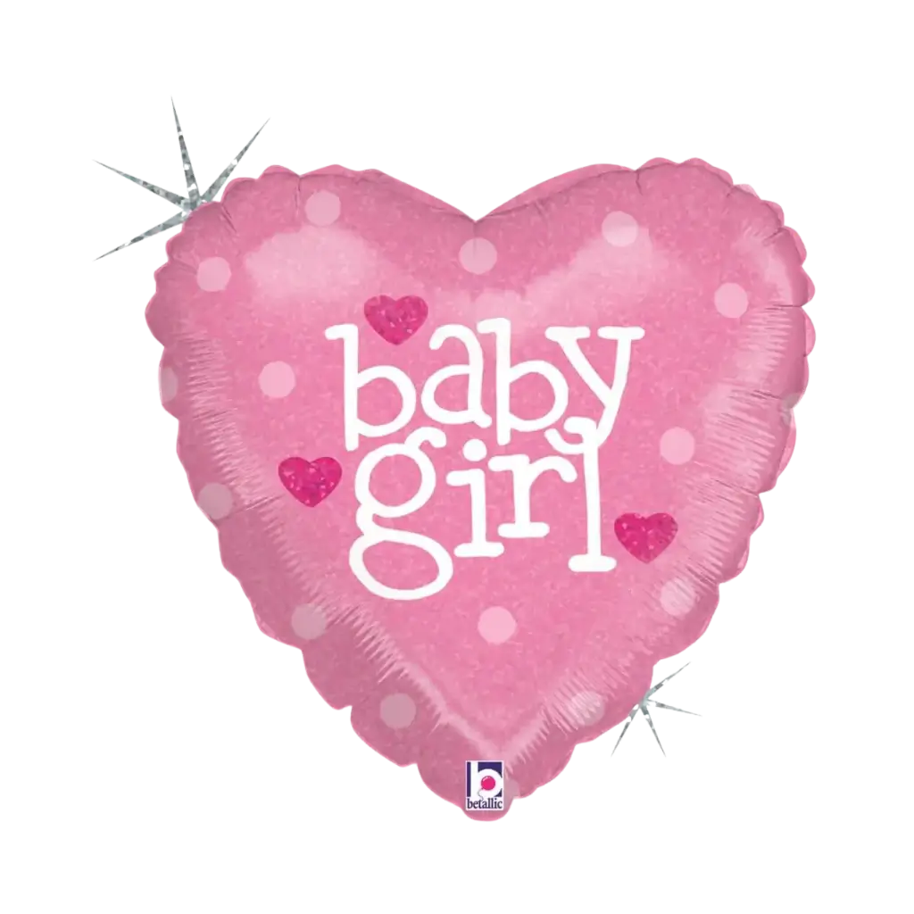 Baby Girl" lyserød hjerteballon 45 cm