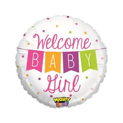 Ballon Welcome Baby Girl Rund ø53cm